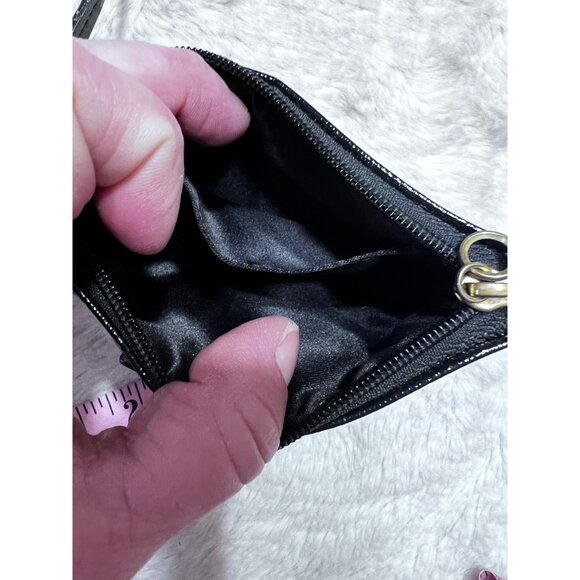Coach Leather Wristlet Black With Gold Logo Plate - Picture 7 of 7